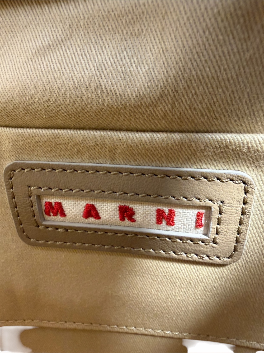 Marni East-West Museo Leather Wristlet Clutch Moonstone Tan Loop Handle Dust Bag - Picture 6 of 9